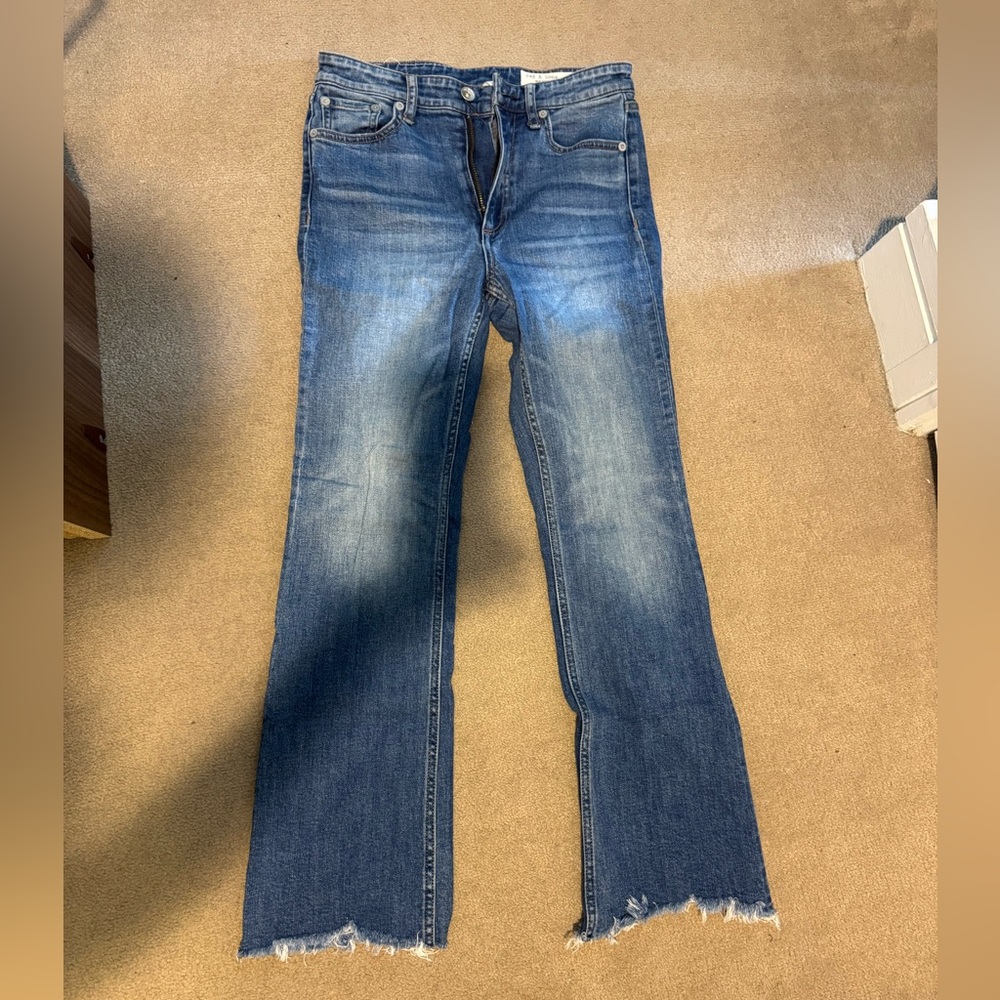 rag & bone Distressed Blue Flare Jeans